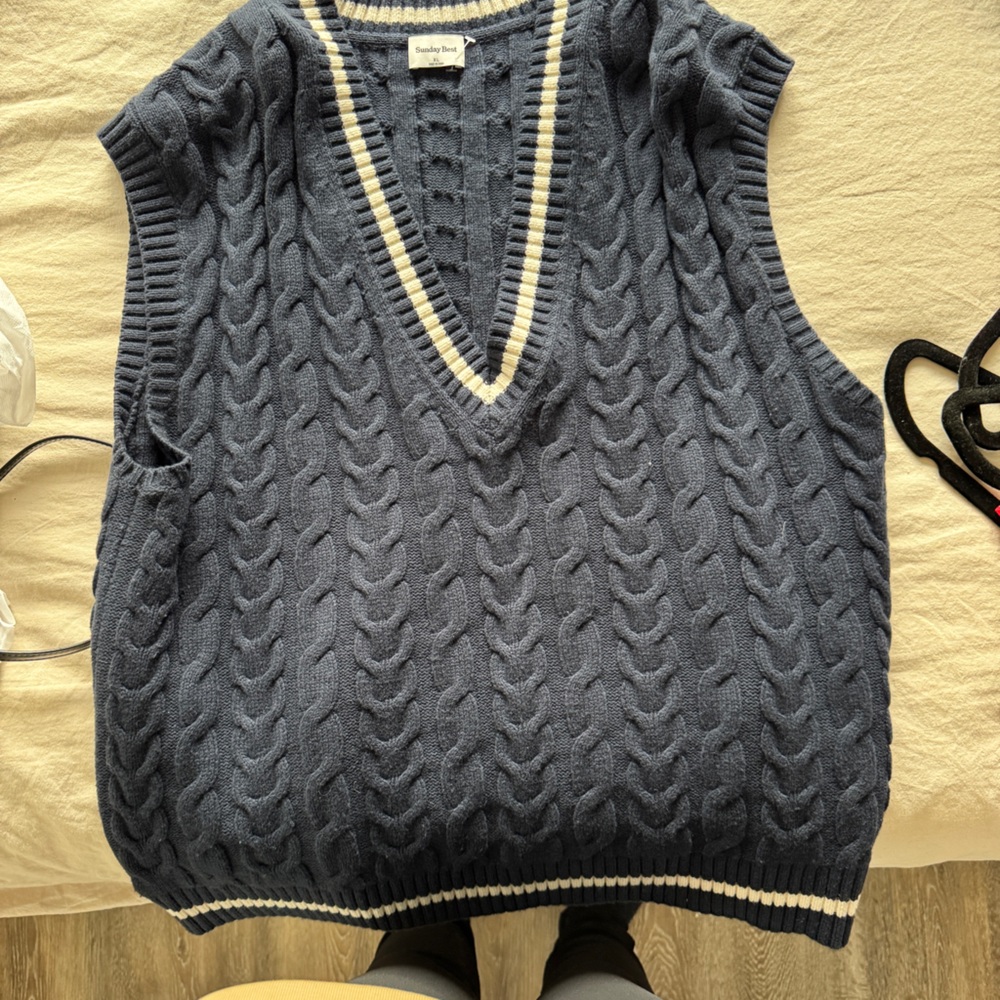 Aritzia Sunday Best Navy Sweater Vest